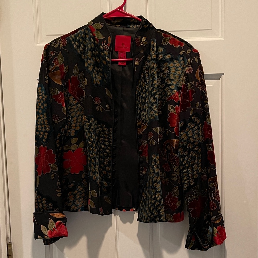 JS Collections Black Floral Blazer